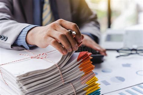 Stack Of Documents Pile Of Papers On Office Desk Employee S Table