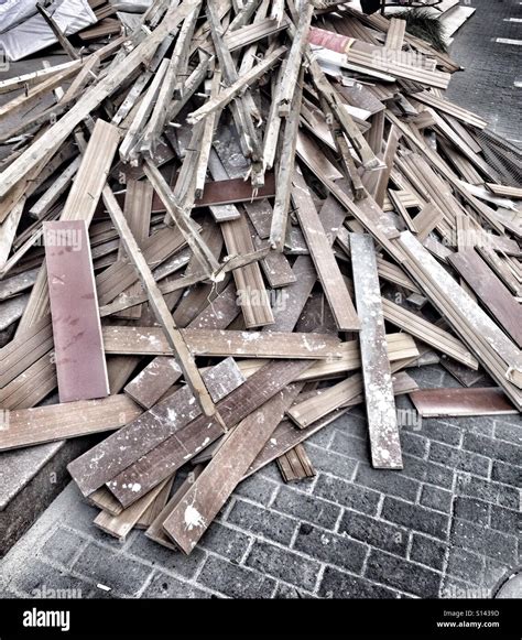 Massive Pile Of Broken Wooden Planks And Wood Blocks At Store