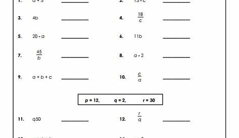 introduction to algebra worksheets