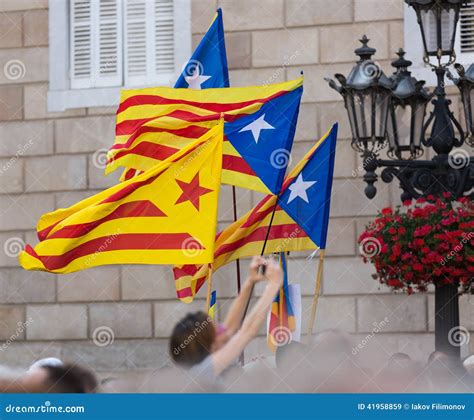 Few Flying Catalonia Flags Stock Image Image Of Demonstration 41958859