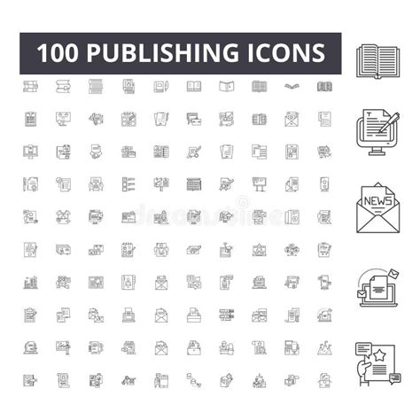 Publishing Line Icons Signs Vector Set Outline Illustration Concept