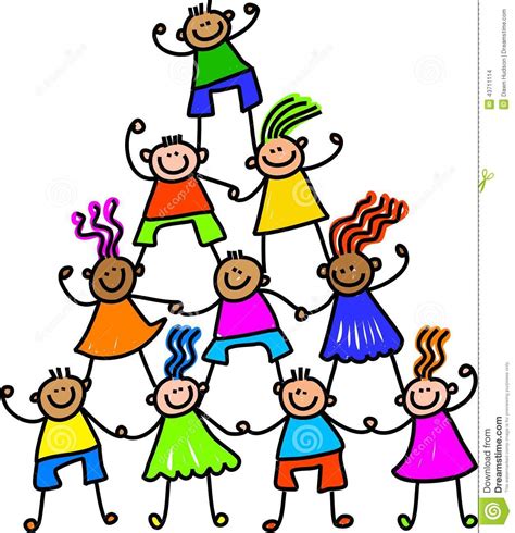 Team Of Happy Kids Stock Illustration Illustration Of