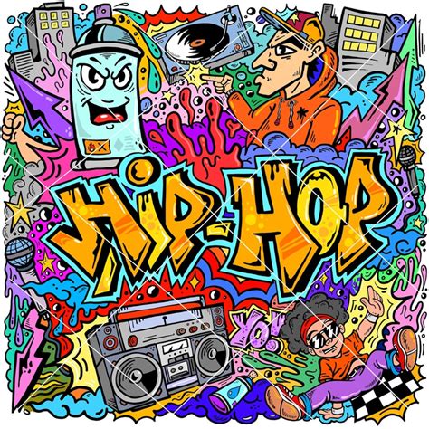 hip hop graffiti doodle art illustration vector art print urban art cartoon illustration hip hop