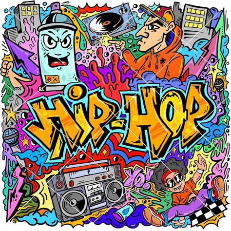 Hip Hop Graffiti Doodle Art Illustration Vector Art Print Urban Art