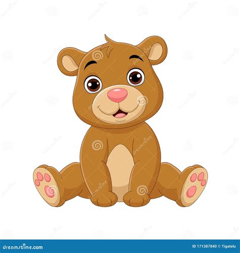 Cartoon Cute Baby Bear Sitting Stock Vector Illustration Of Soft