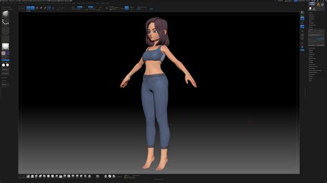 Artstation Zbrush Stylized Character Girl Base Mesh With Gym Clothes