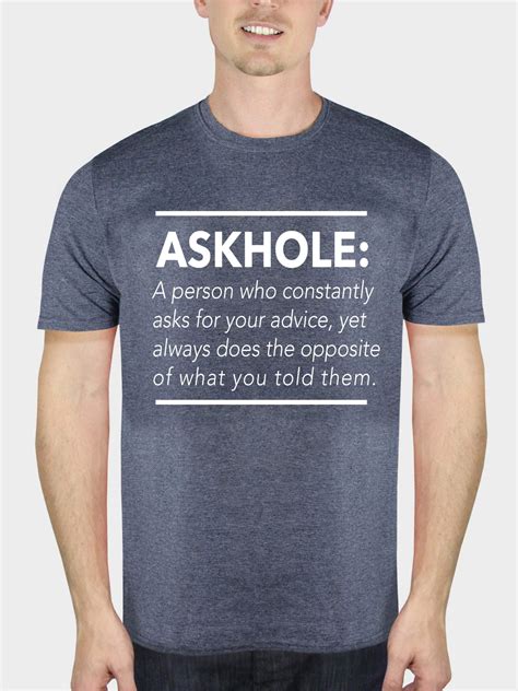 Askhole Funny Attitude Mens Heather Navy Graphic T Shirt Up To Size 2xl