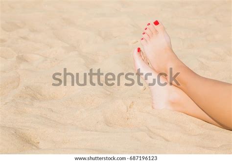 Womans Legs Sunbathing Skin Care Summer Stock Photo 687196123