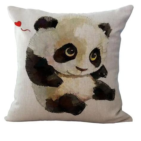 Cheap Hot Manufacturers Selling Cute Panda Cotton Linen Decorative Pillows For T Sofa Car