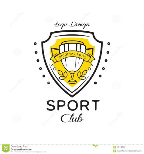 Sport Club Logo Design Heraldic Shield With Winner Cup Badge Can Be