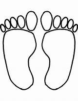 Feet Cliparts Colouring Coloring Printable Toes Footprints sketch template