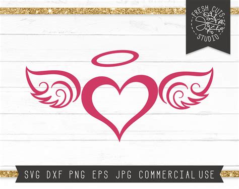 Heart Svg Angel Wings Svg Cut File For Cricut Heart With Etsy