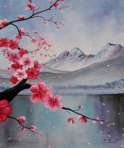 Japanese Sakura Beautiful Abstract Art Original Oil Painting