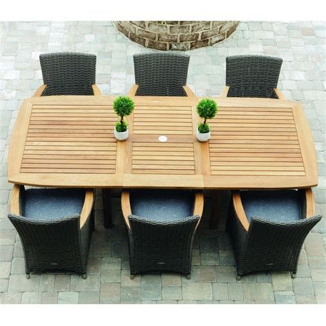 Teak patio dining set round table 6 millbrook chairs. Royal Teak Helena Wicker Outdoor Dining Set for 6 | RT ...
