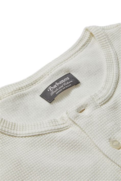 Tuco White Waffle Knit Cotton Henley T Shirt Barbanera