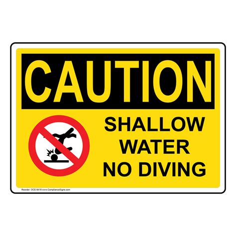 Osha Sign Caution Shallow Water No Diving Sign Recreation