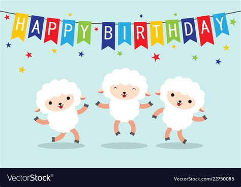Funny Sheep Sings Song Happy Birthday To You Vector Image