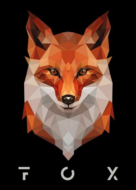 Cool Geometric Fox Poster Picture Metal Print Paint By Rujak Buaah
