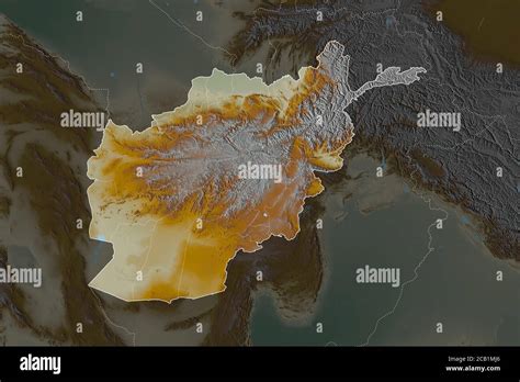 Shape Of Afghanistan Separated By The Desaturation Of Neighboring Areas