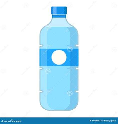 Bottle Of Clear Water In Cartoon Flat Style On White Stock Vector