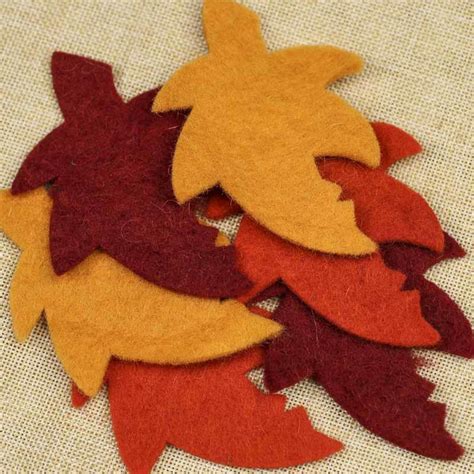 Wool Needle Felted Autumn Leaves Appliques Felt Basic Craft
