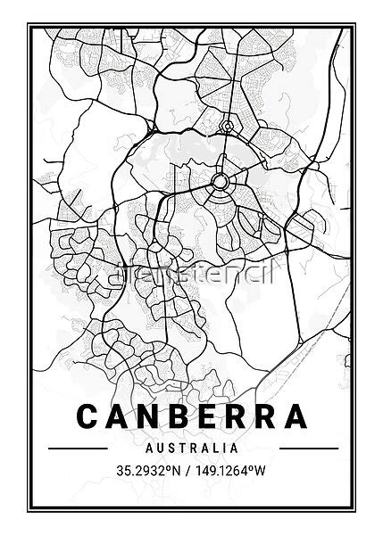 Map Wall Art Map Art Canberra Australia Stencil Printing City Map