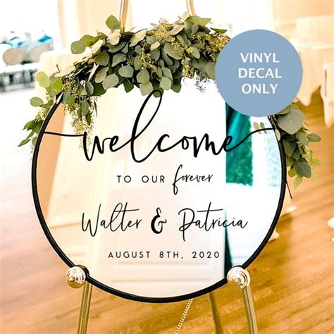 Wedding Welcome Sign Mirror Welcome Sign Wedding Sign Decal Etsy