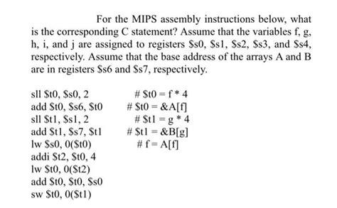 Solved For The Mips Assembly Instructions Below What Is The Chegg Com