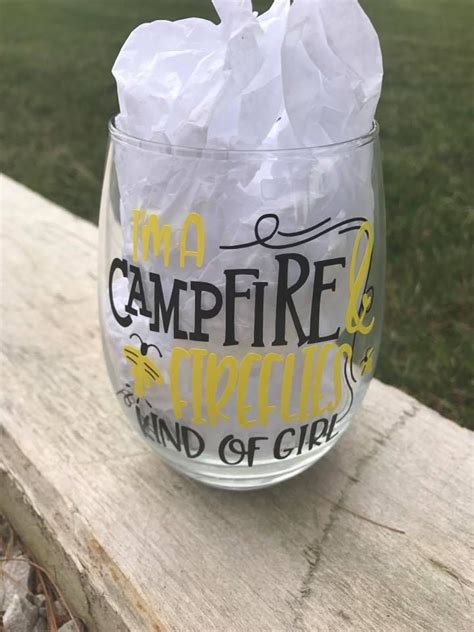 Campfire Firefly Camping Glass Campfire Glass Firefly Etsy Camping Wine Glasses Wine Glass