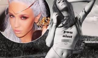 She S Got A Naughty Streak Imogen Anthony Shows Rebellious Side Teaming Slogan Top With Bikini