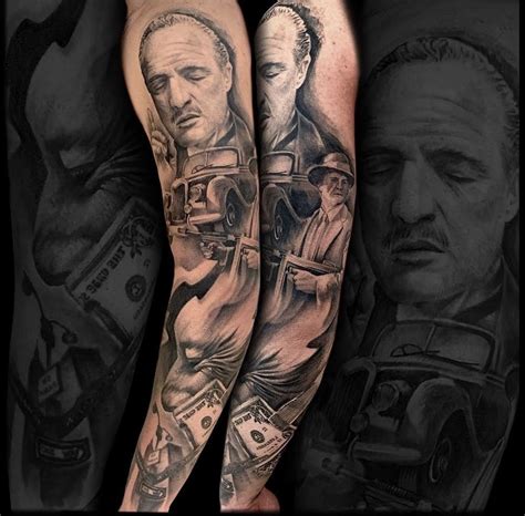Godfather Sleeve Tattoo By Aggelos Limited Availability At Revival