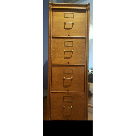 Antique Oak 4 Drawer File Cabinet Aptdeco