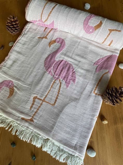 Flamingo Turkish Towel Pink 100 Organic Cotton Handmade Bath