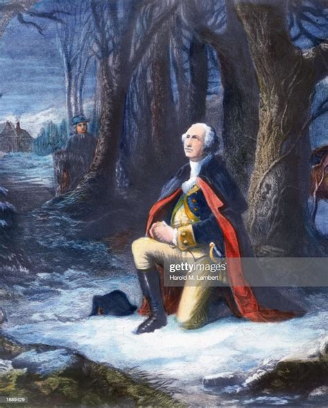 Engraving Depicting General George Washington Kneeling In Prayer