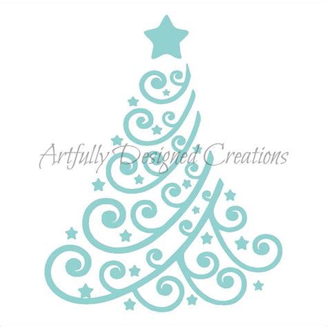 Swirly Christmas Tree Stencil 2 Bees Baked Art Supplies And Artfully