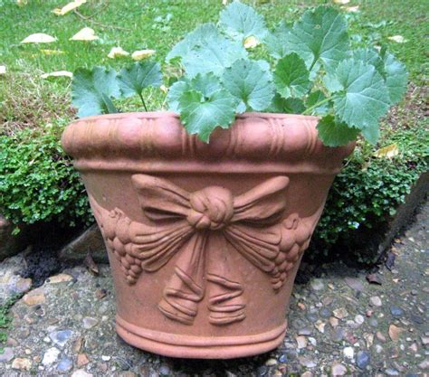 Vintage Terracotta Garden Wall Planter ~ Decorated With Bow Swags