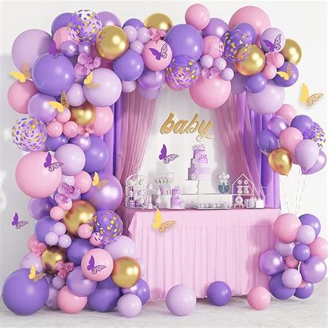 Purple Pink Butterfly Balloon Garland Arch Kit Butterfly