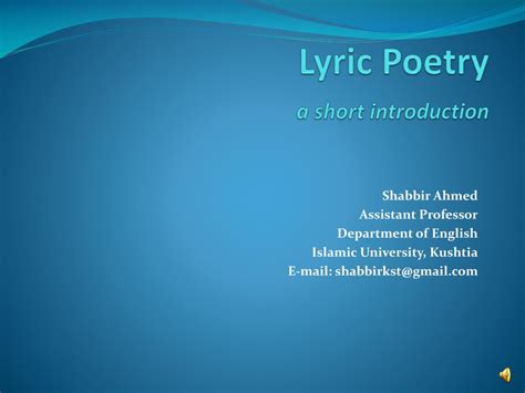 Ppt Lyric Poetry A Short Introduction Powerpoint Presentation Free