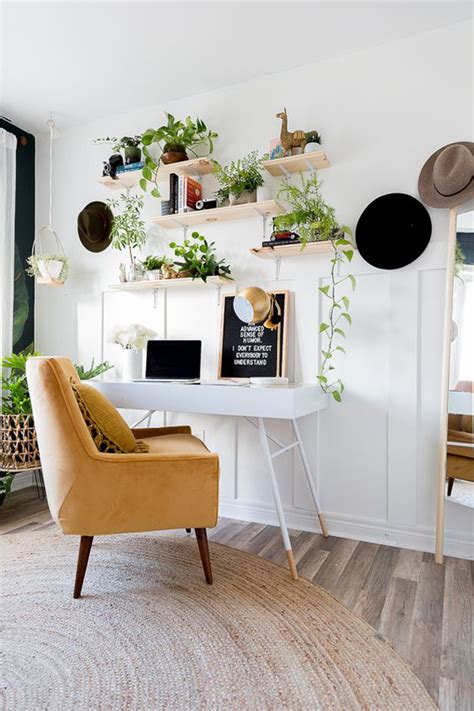 Minimalist Home Office Design With Boho Pieces Homemydesign