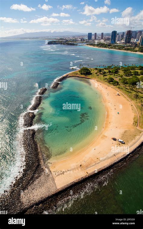 Magic Island Ala Moana Beach Park Honolulu Oahu Hawaii Stock Photo
