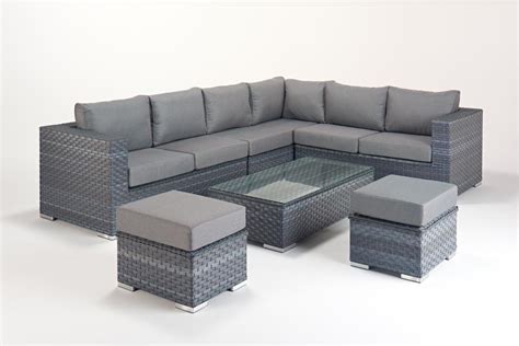 Our rattan corner sofa can be installed next to a pool. Platinum Large Right Grey Rattan Corner Sofa set - Homegenies