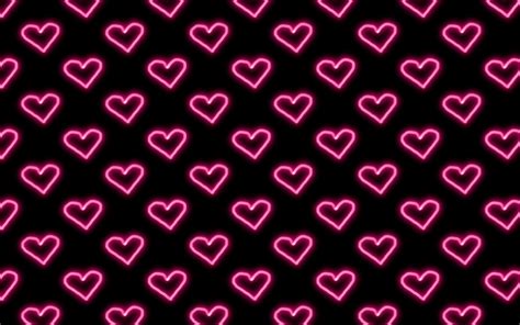 Cute Pink Neon Hearts Wallpaper