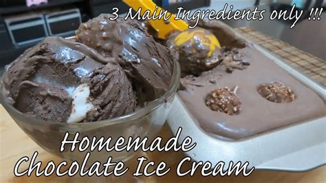Homemade Chocolate Ice Cream 3 Main Ingredients Chocolate Ice Cream