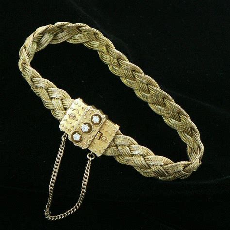 Victorian Revival 14k Gold Diamond Woven Braided Bracelet From Jamiesantiques On Ruby Lane