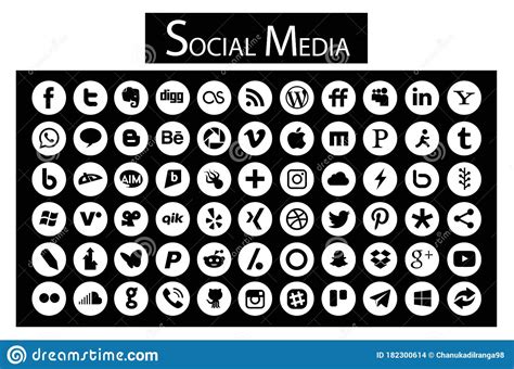 66 Circle Social Media Icons T 02 Editorial Stock Image