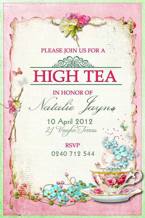 Printable High Tea Invitation Template Templates Printable Download