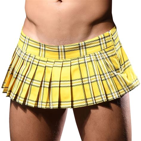 Andrew Christian Unleashed Plaid Mini Skirt Yellow Inderwear