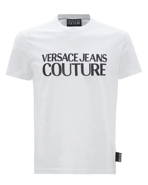 Versace Jeans Couture Mens Rubberised Chest Logo T Shirt White Tee