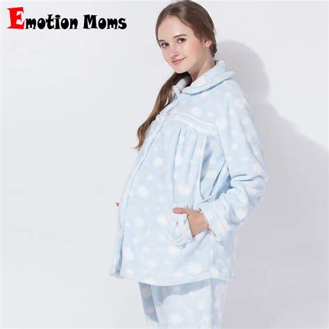 Emotion Moms Winter Maternity Pajamas Breastfeeding Sleepwear Sets