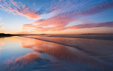 Wallpaper Reflection Horizon Calm Afterglow Sunset Dawn Sea